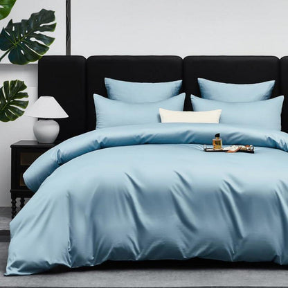 Mako Satin Bettwäsche Set 135x200cm Hellblau Baumwolle
