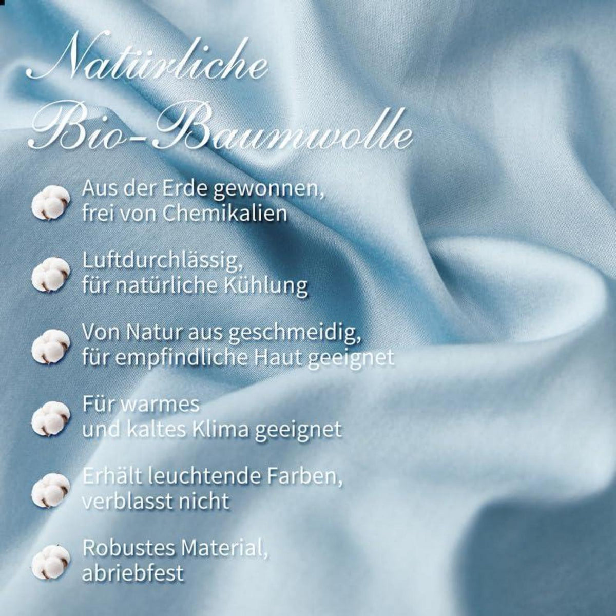 Mako Satin Bettwäsche Set 135x200cm Hellblau Baumwolle