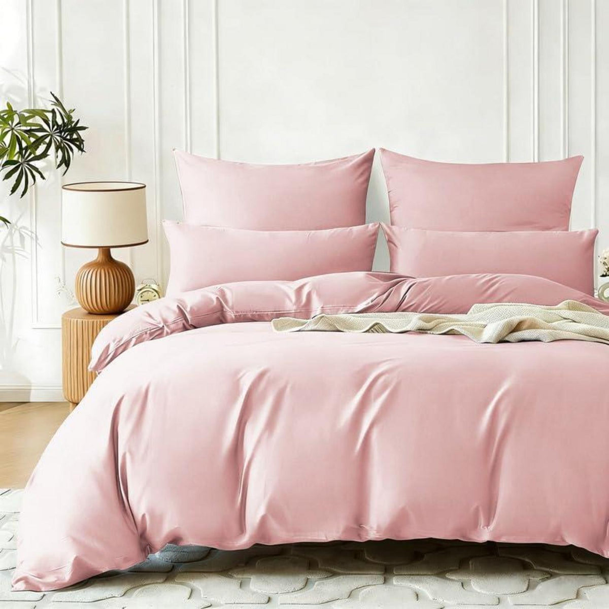 Mako Satin Bettwäsche Set 135x200cm Rosa Baumwolle 4tlg.