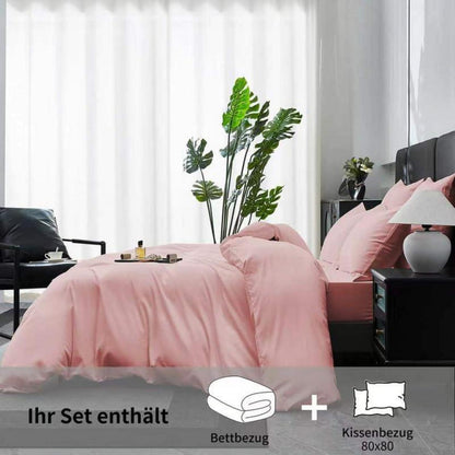 Mako Satin Bettwäsche Set 135x200cm Rosa Baumwolle 4tlg.
