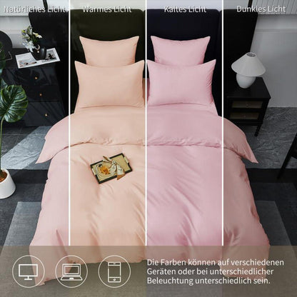 Mako Satin Bettwäsche Set 135x200cm Rosa Baumwolle 4tlg.