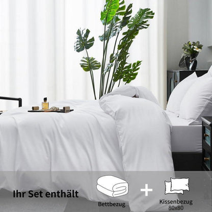 Mako Satin Bettwäsche Set 200x200cm - 3tlg. Baumwolle Weiß