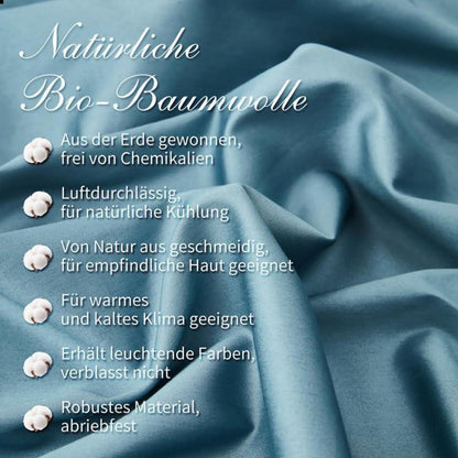 Mako Satin Bettwäsche Set 220x240cm Petrol Blau 3tlg.