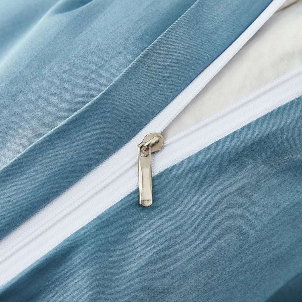 Mako Satin Bettwäsche Set 220x240cm Petrol Blau 3tlg.