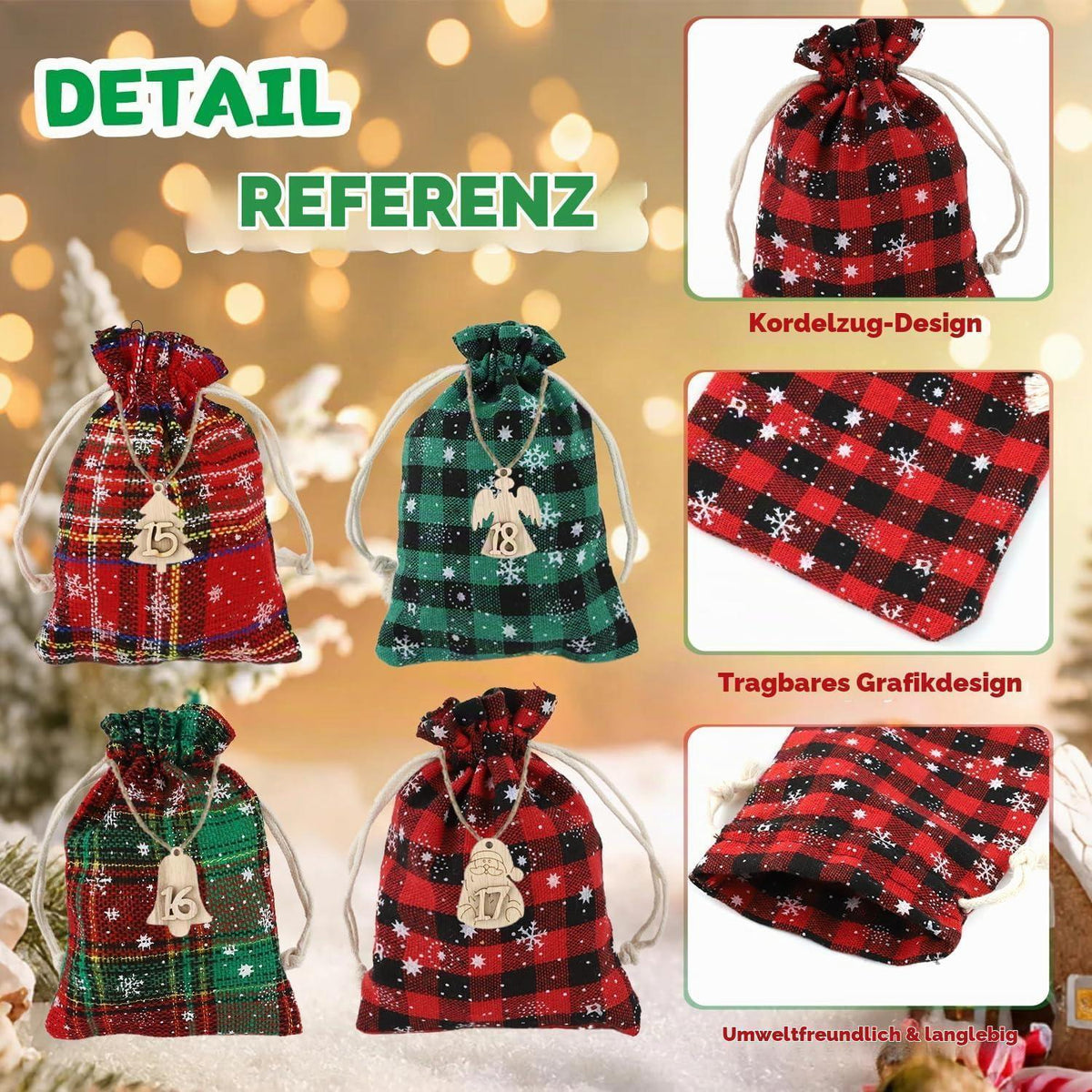 Adventskalender zum Befüllen aus Jute – 24 Stoffbeutel für Weihnachten