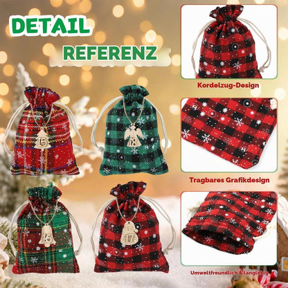 Adventskalender zum Befüllen aus Jute – 24 Stoffbeutel für Weihnachten