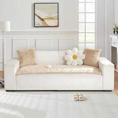 Gestepptes Samt Sofakissen 90x210cm Hellbraun – Luxuriös & Rutschfest