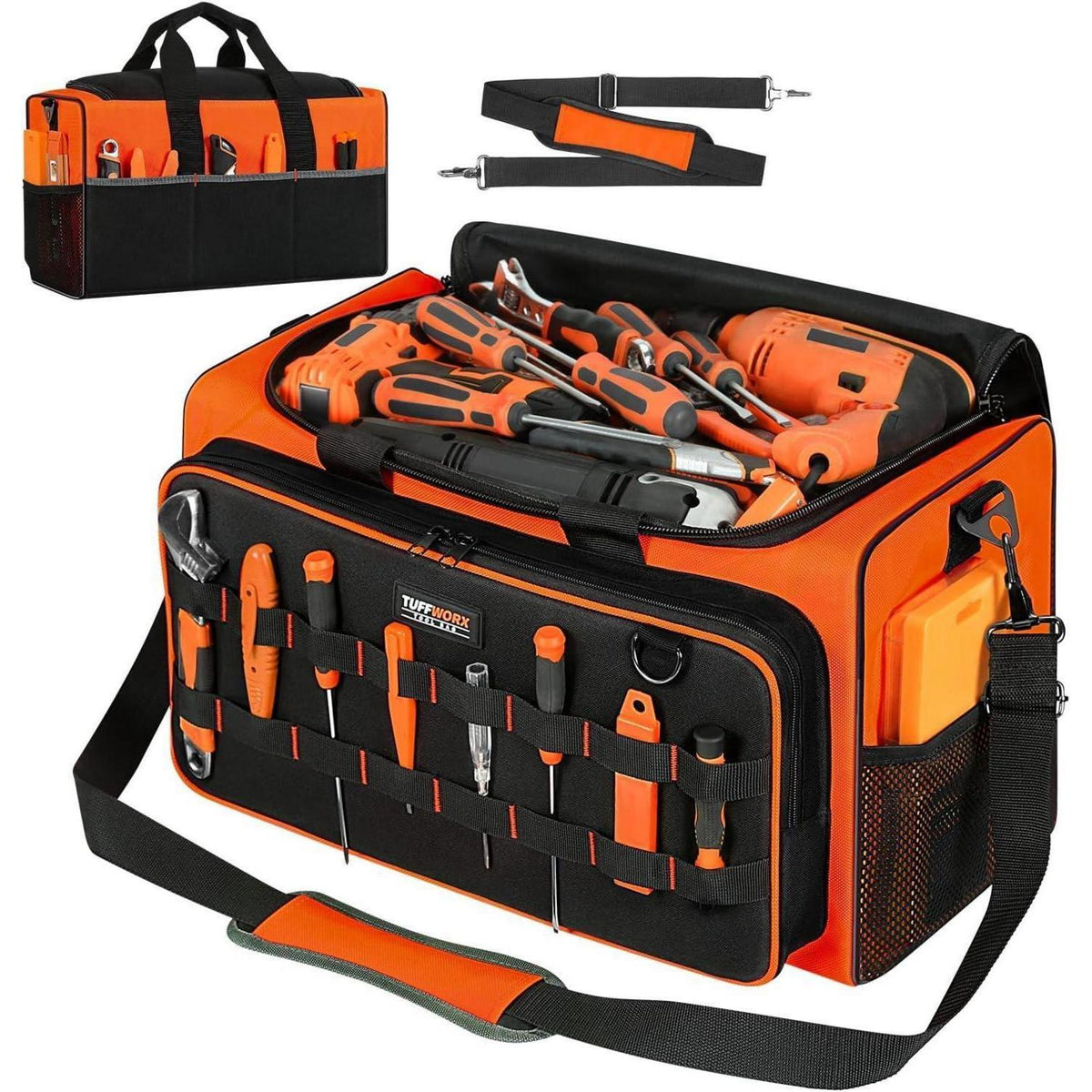 Werkzeugtasche 14 Taschen 50x29x26cm Robust 600D Schwarz-Orange