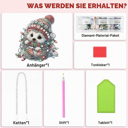 5D Diamond Painting Igel Fensterbild Weihnachten Bastelset