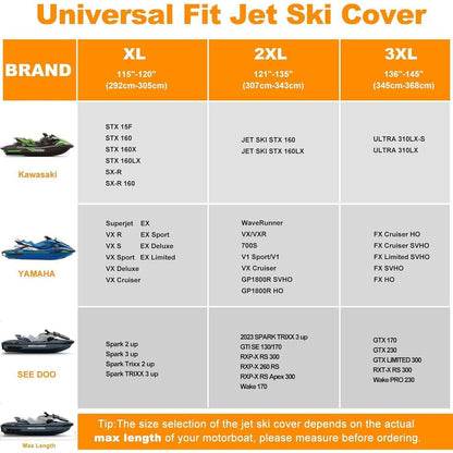 Jet Ski Abdeckplane 900D Wasserdicht mit Belüftung