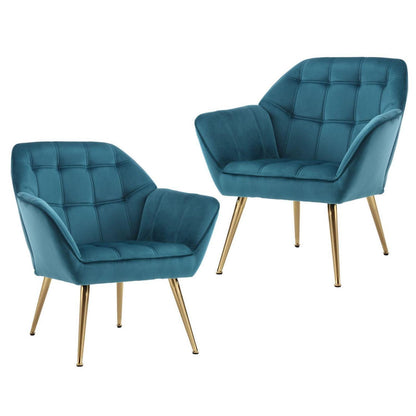 Ya-Home Akzentstuhl Set 2er - Samt Sessel Blau, Komfortabler Lesesessel