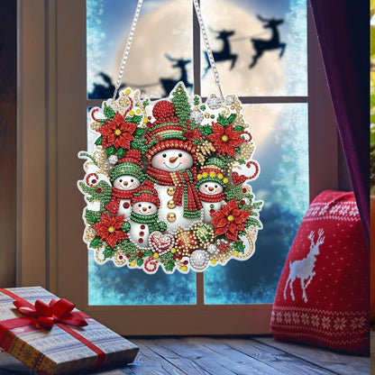5D Diamond Painting Fensterbild Schneemann Weihnachten