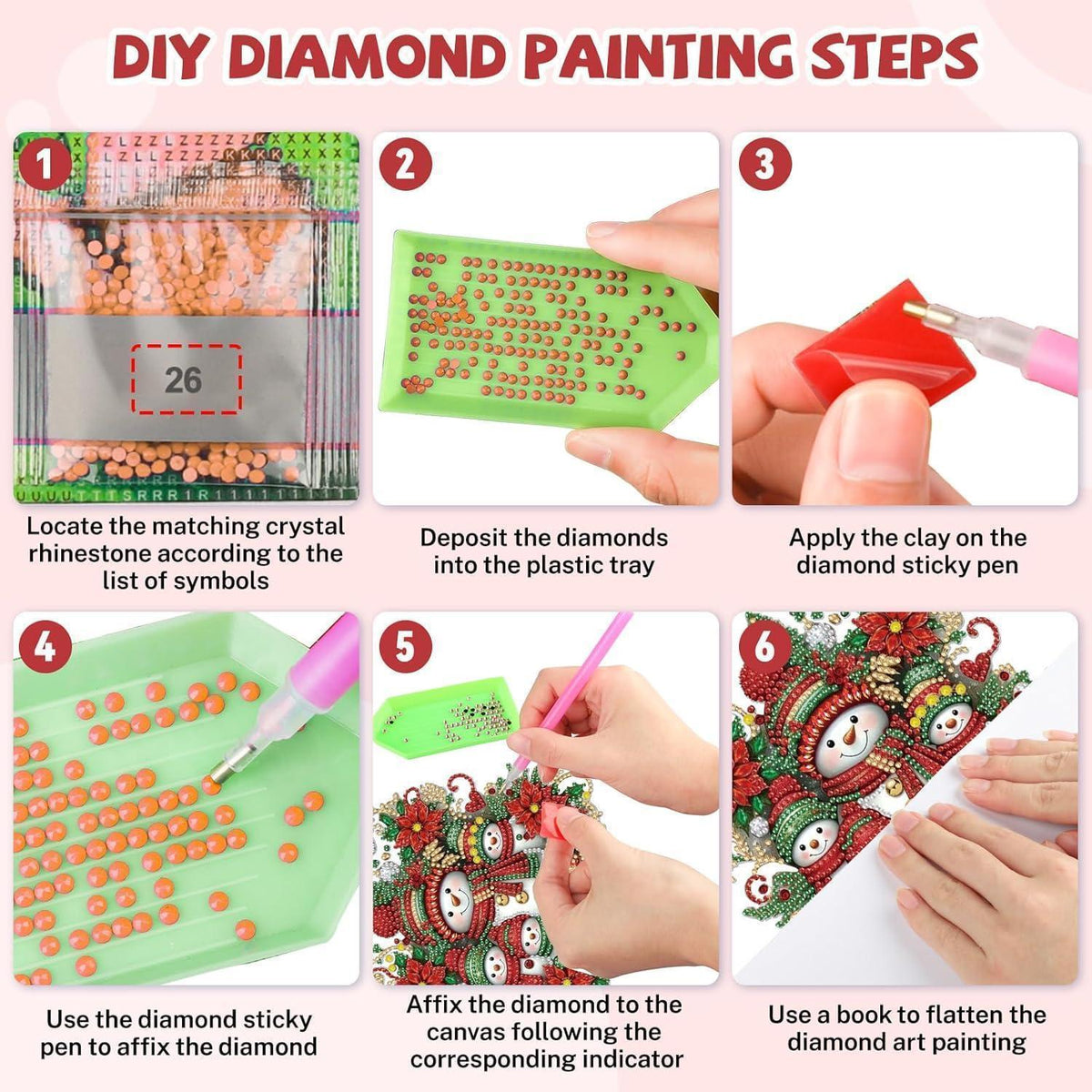 5D Diamond Painting Fensterbild Schneemann Weihnachten