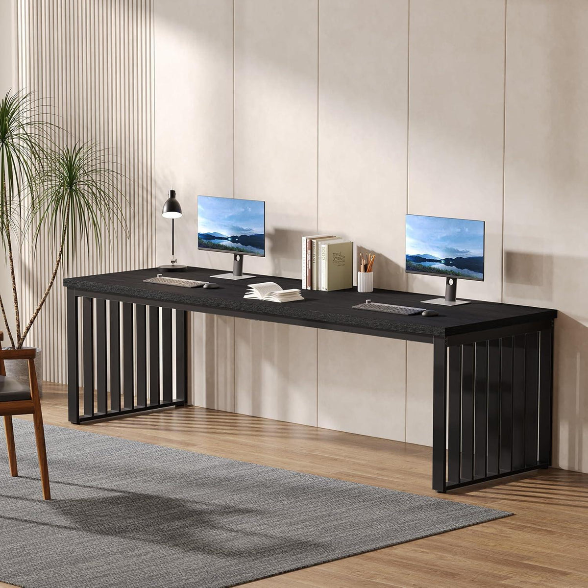 Großer Schreibtisch 180cm – Home Office PC Tisch mit Metallgestell
