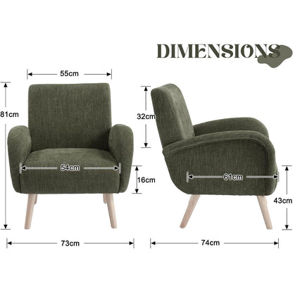 Chenille Loungesessel Grün – Bequemer Ohrensessel für Wohnzimmer