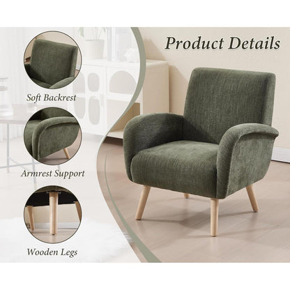 Chenille Loungesessel Grün – Bequemer Ohrensessel für Wohnzimmer