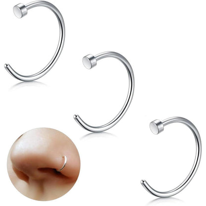 Fake Nasenring Titan 3er Set 20G 10mm Schwarz Gold Silber