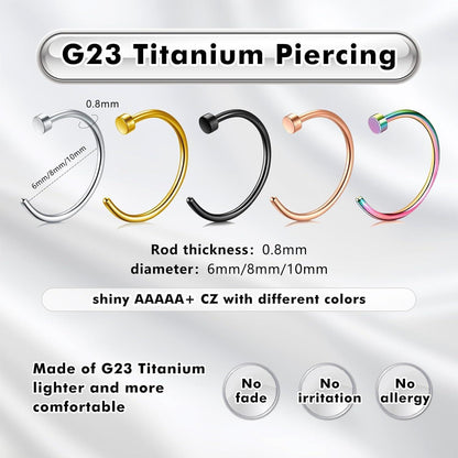 Fake Nasenring Titan 3er Set 20G 10mm Schwarz Gold Silber