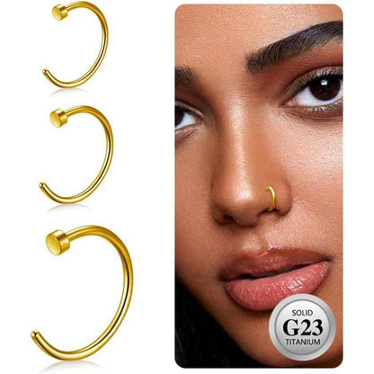 Fake Nasenring Titan 3er Set 18G 6-10mm Schwarz Gold Silber
