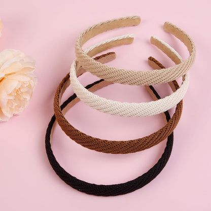DRESHOW Haarreifen 4er Pack Geflochten Gestrickt Einfarbig Damen Mädchen