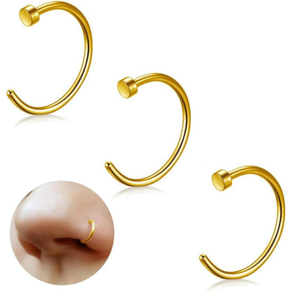 Fake Nasenring Titan 3er Set 20G 8mm Schwarz Gold Silber