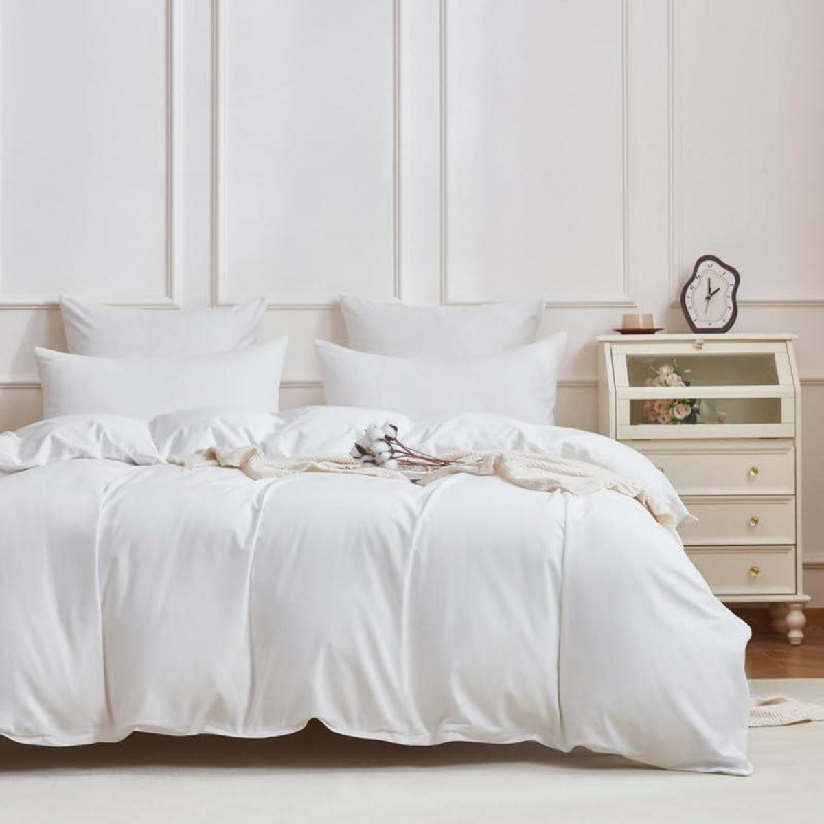 Mako Satin Bettwäsche Set 135x200 Baumwolle Weiß 4tlg.