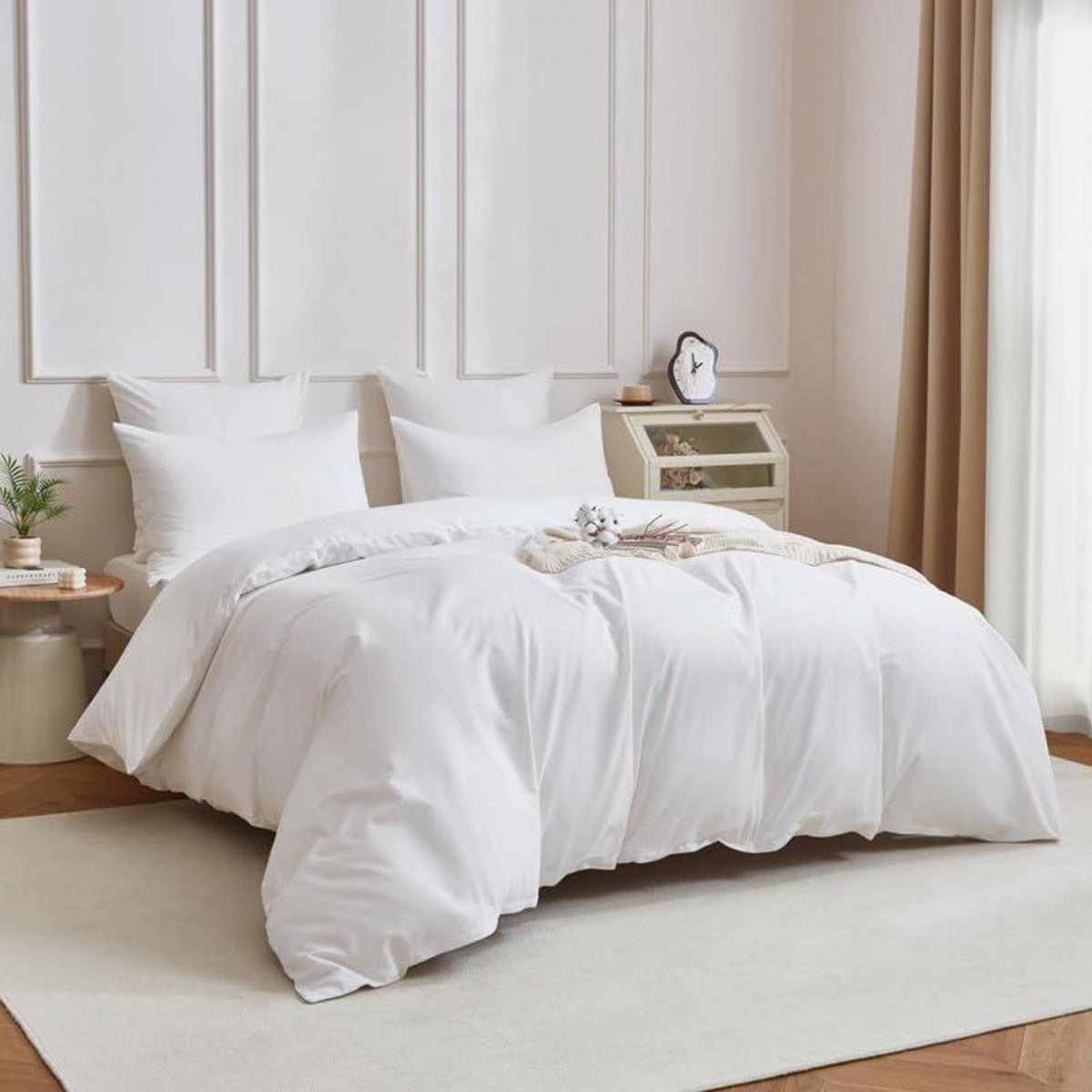 Mako Satin Bettwäsche Set 135x200 Baumwolle Weiß 4tlg.