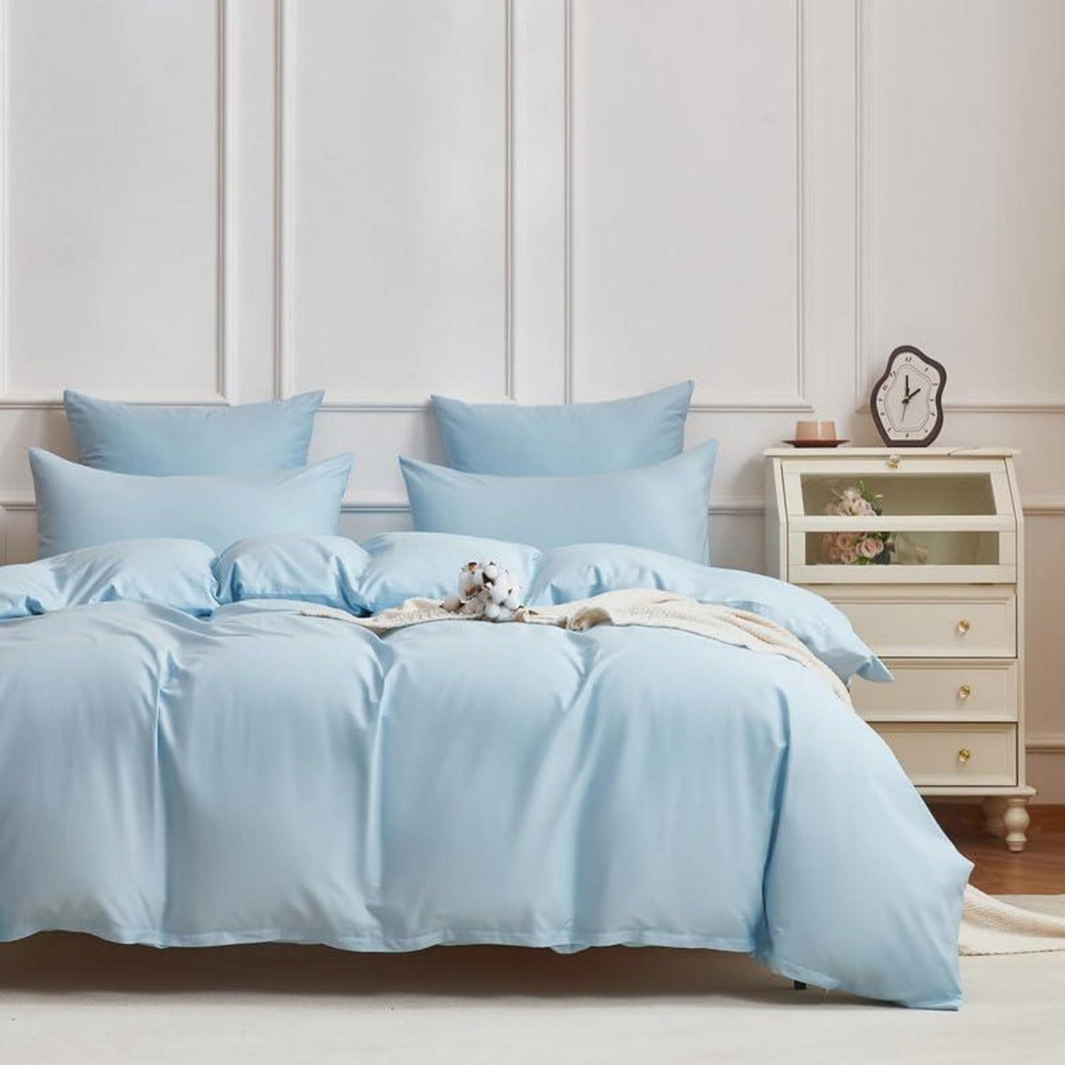 Mako Satin Bettwäsche Set 220x240cm Hellblau Baumwolle