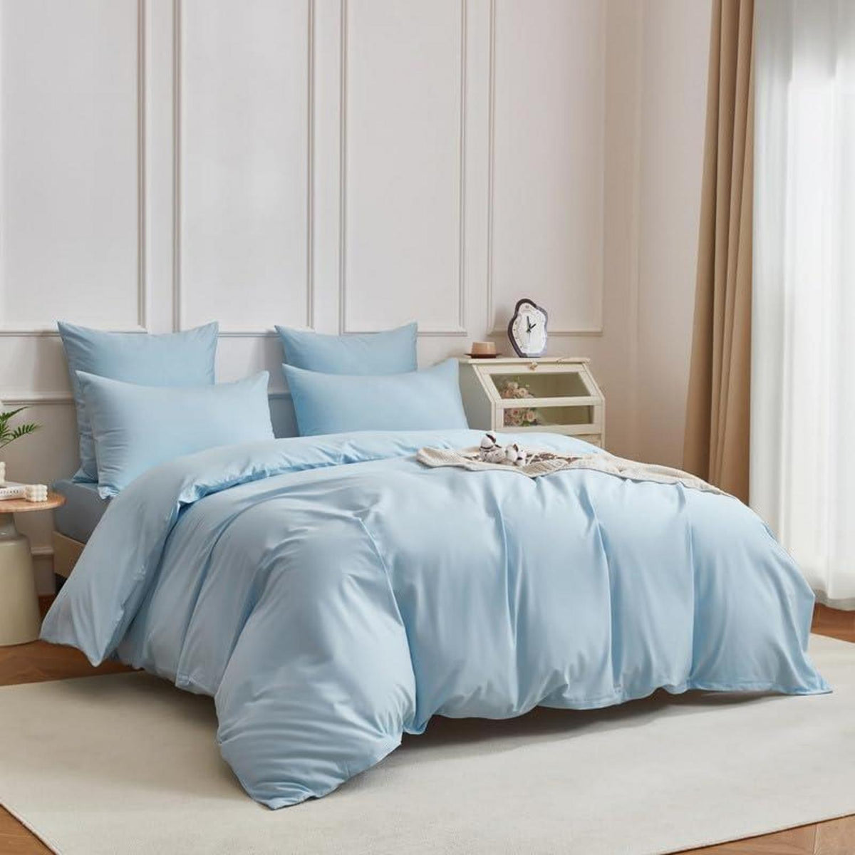 Mako Satin Bettwäsche Set 220x240cm Hellblau Baumwolle