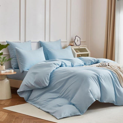 Mako Satin Bettwäsche Set 220x240cm Hellblau Baumwolle