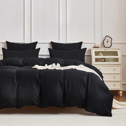 Mako Satin Bettwäsche Set 135x200 cm – Schwarz 4tlg.