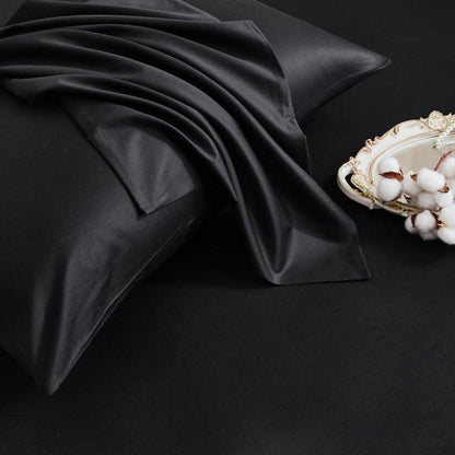 Mako Satin Bettwäsche Set 220x240 cm Schwarz 3-teilig