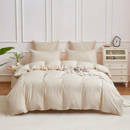Mako Satin Bettwäsche Set 135x200cm Beige Baumwolle 4tlg.