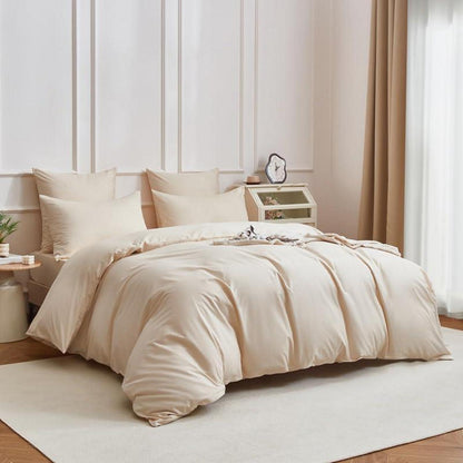 Mako Satin Bettwäsche Set 135x200cm Beige Baumwolle 4tlg.