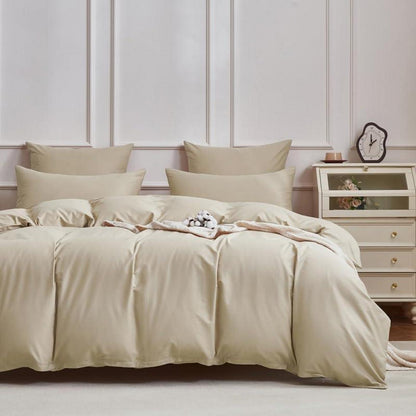 Mako Satin Bettwäsche Set 135x200 Baumwolle Khaki 4tlg.
