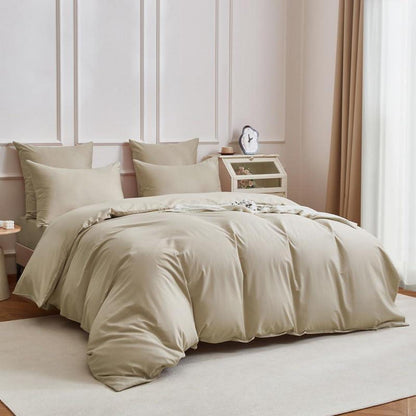Mako Satin Bettwäsche Set 135x200 Baumwolle Khaki 4tlg.
