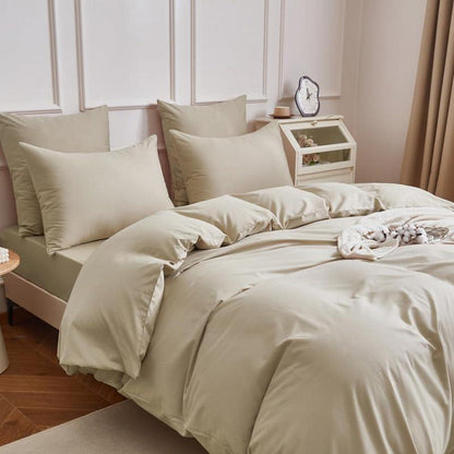 Mako Satin Bettwäsche Set 135x200 Baumwolle Khaki 4tlg.