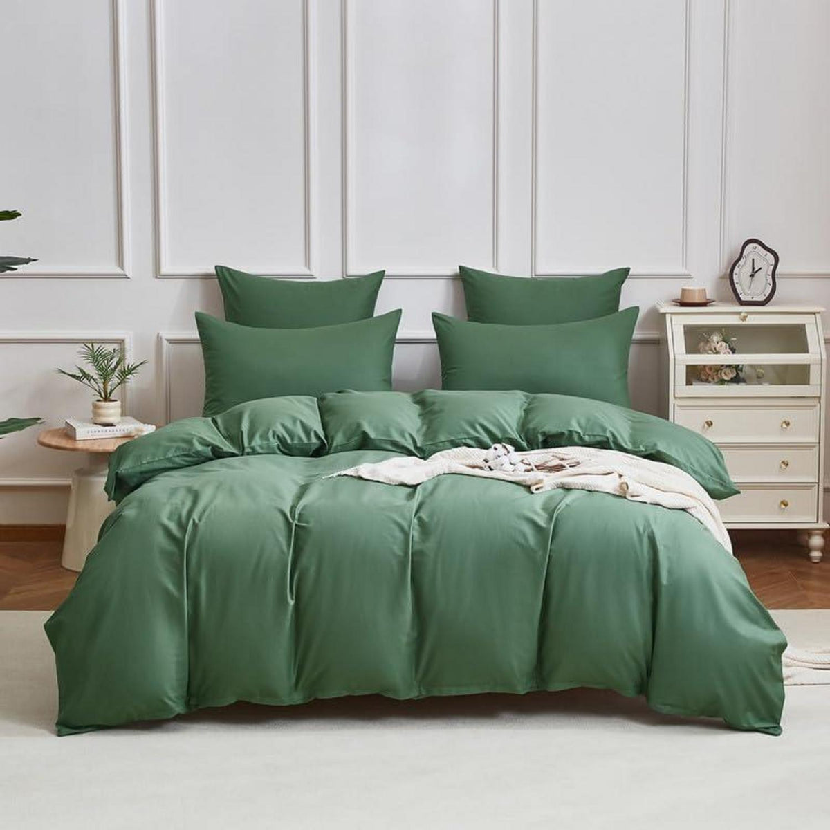 Mako Satin Bettwäsche Set 135x200cm Grün Salbeigrün 4tlg.