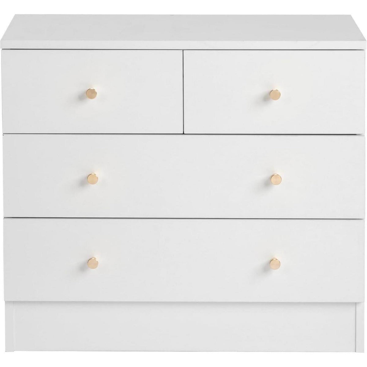 Weißes Schlafzimmer Kommode mit 4 Schubladen & Stauraum