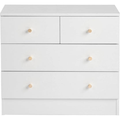 Weißes Schlafzimmer Kommode mit 4 Schubladen & Stauraum