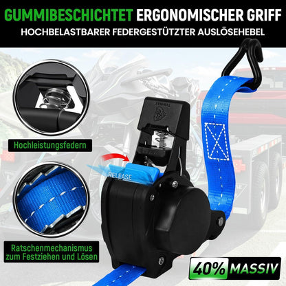 Automatischer Spanngurt-Set 3,6m mit J-Haken – 4er Pack