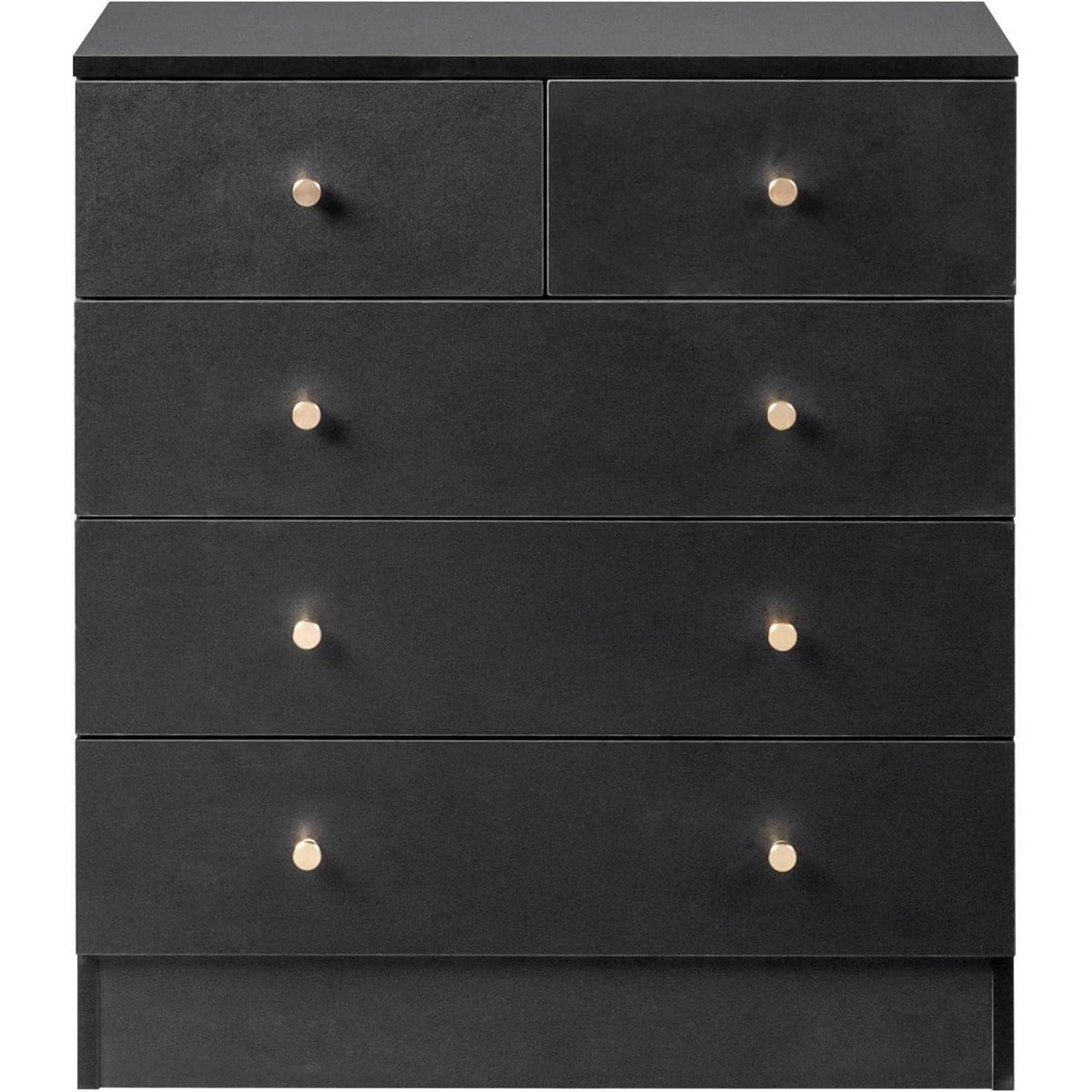 Kommode 5 Schubladen Schwarz – Schlafzimmer Sideboard mit Stauraum