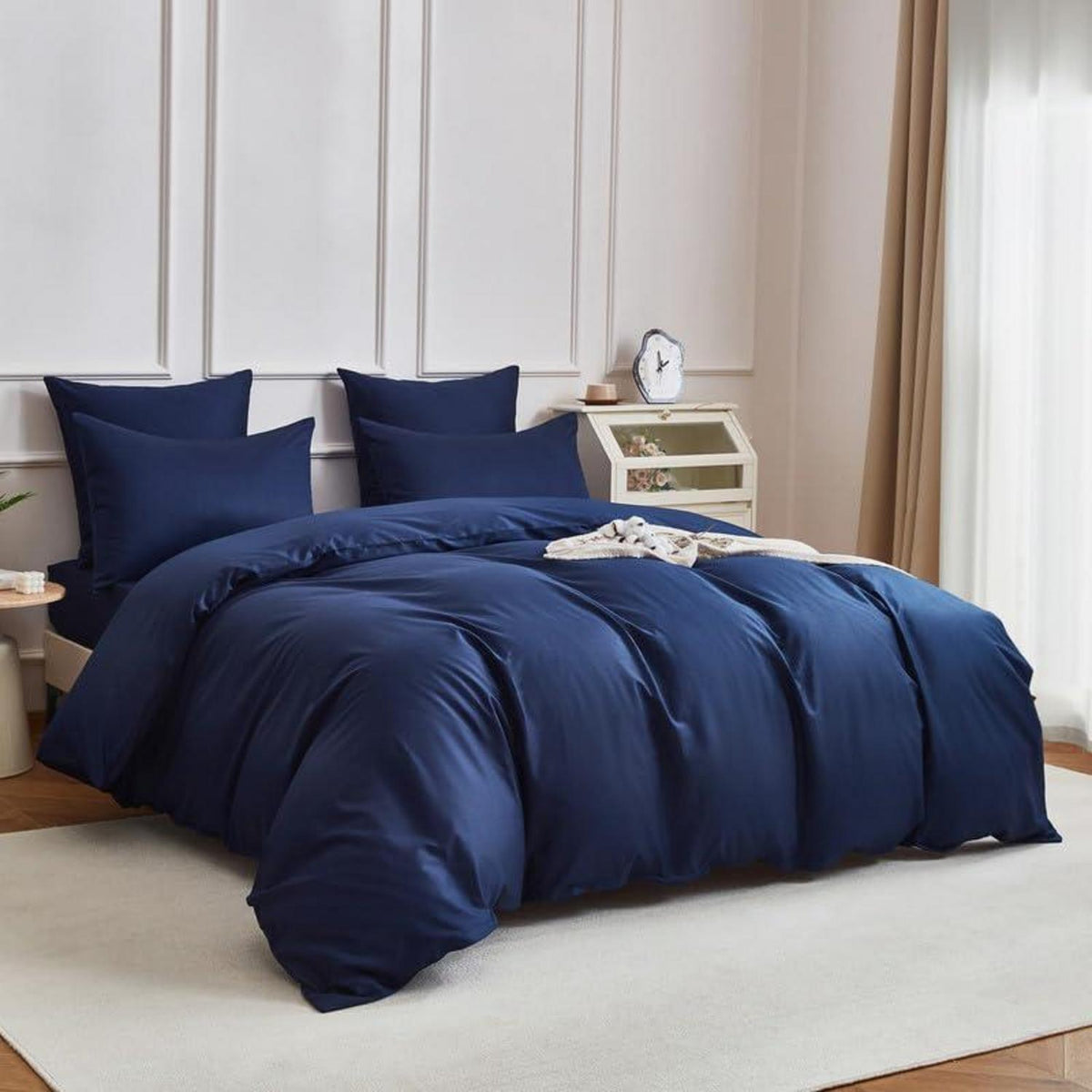 Mako Satin Bettwäsche Set 135x200cm Blau Petrol 4tlg.