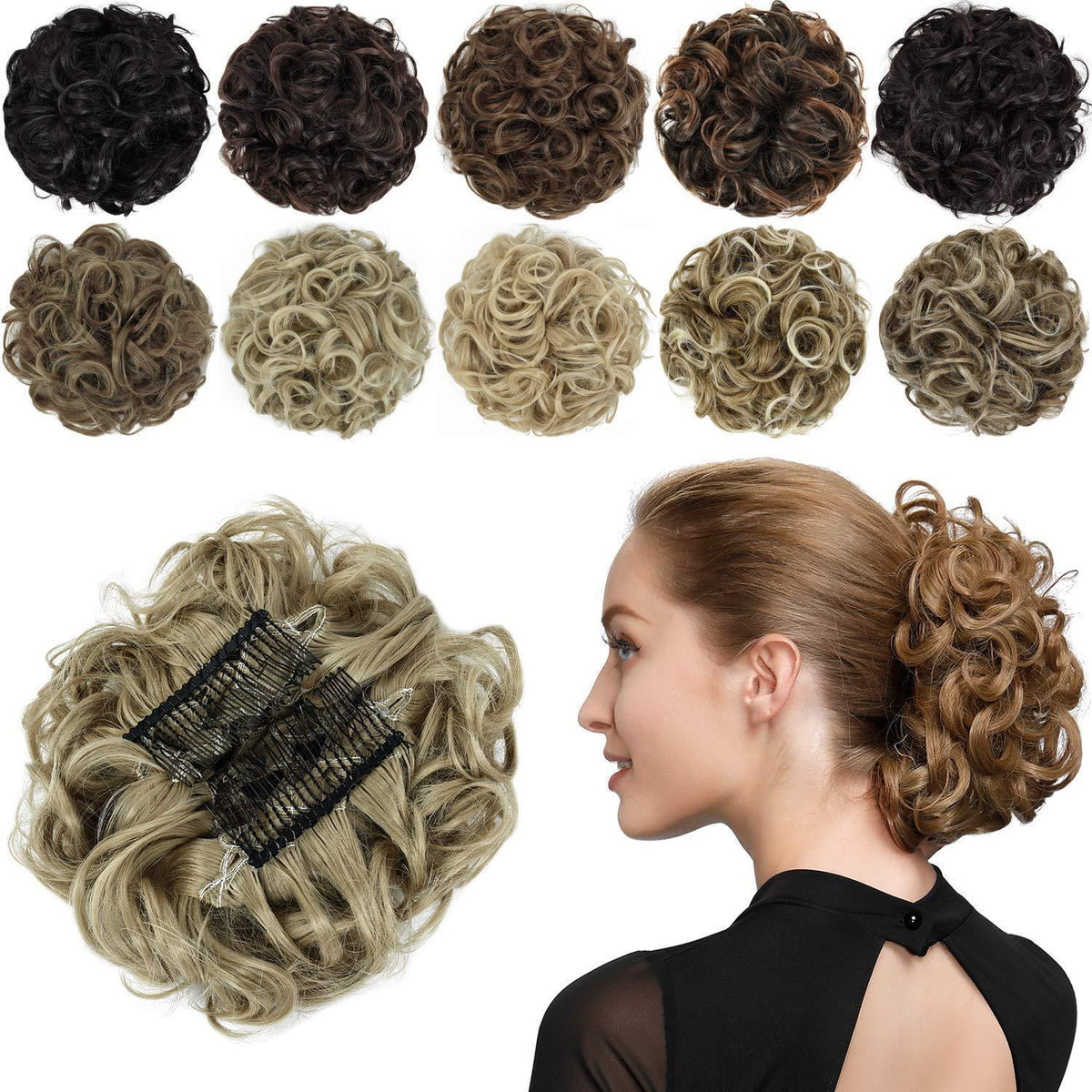 Gelocktes Chignon Haarteil – Synthetischer Dutt für Hochsteckfrisur