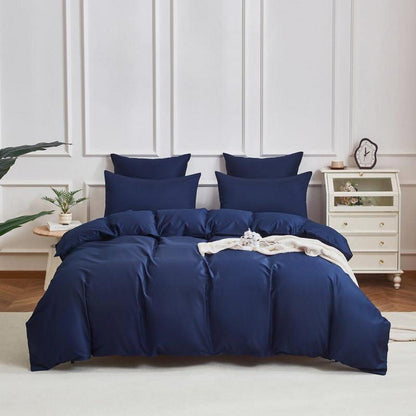 Mako Satin Bettwäsche Set 220x240cm Petrol Blau 3tlg.