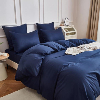Mako Satin Bettwäsche Set 220x240cm Petrol Blau 3tlg.