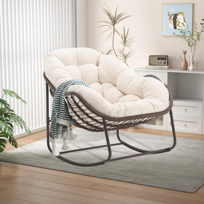 Rattan Schaukelstuhl Eiersessel für Wohnzimmer Balkon Garten
