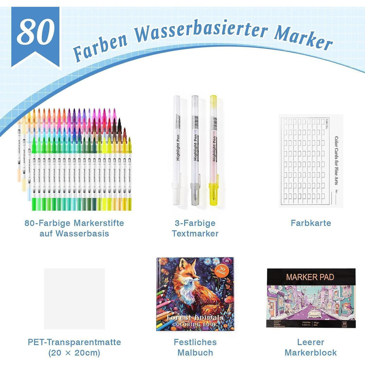80er Acrylstifte Set mit Pinsel & Feinsptz – Wasserfarben Marker