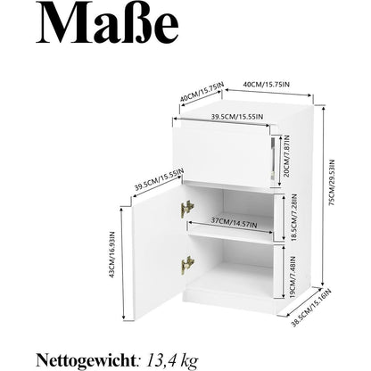 2er-Set Kommoden Weiß 40cm - Schlafzimmer, Büro & Flur