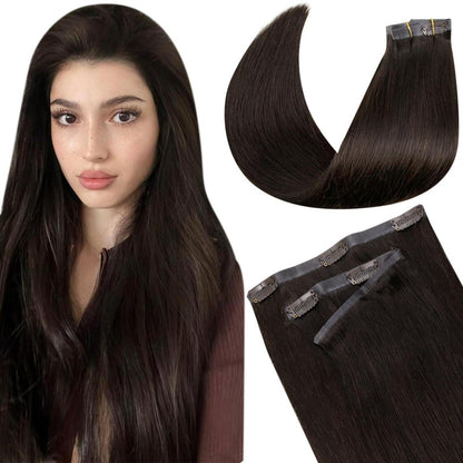 Echthaar Clip-in Extensions Braun 55cm – Volumenspendend & Längenverlängerung